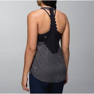Lululemon 105 F Singlet Laser-Cut Heathered Black Racerback Running Tank Top
